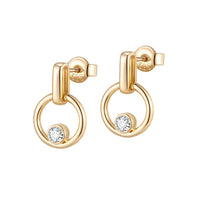 The Beacon Earrings - solid 14k gold natural diamond drop earrings by Larisa Beaumont