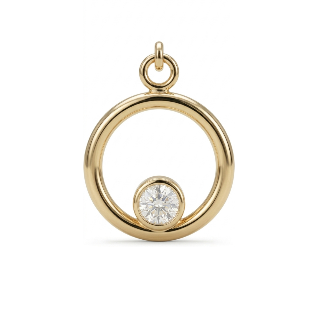 The Beacon Charm - solid 14k gold charm pendant with a natural diamond by Larisa Beaumont