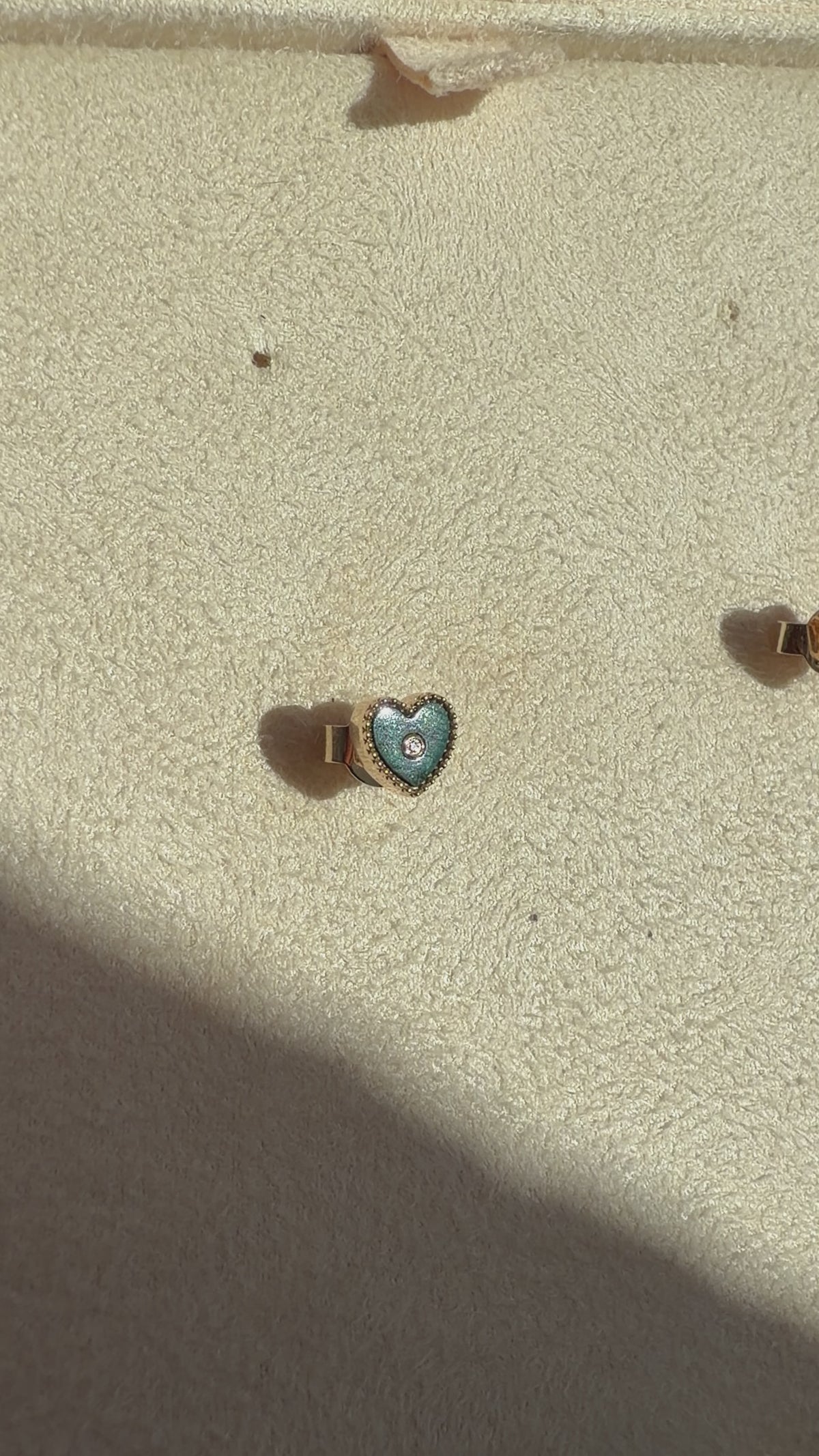 Mini Malachite Heart Stud Earrings - 14k Solid Gold